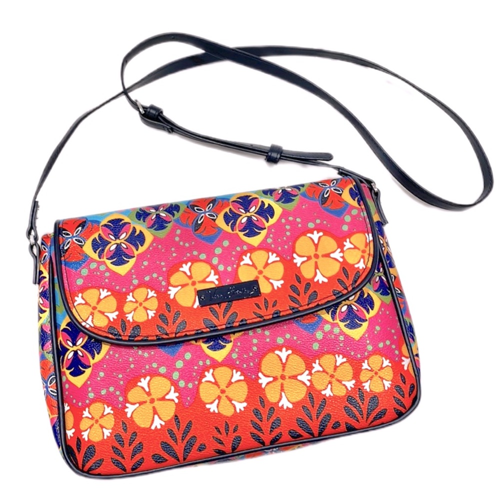 Vera Bradley BB Collection Rio Stripe Floral Flap Crossbody Bag EUC
